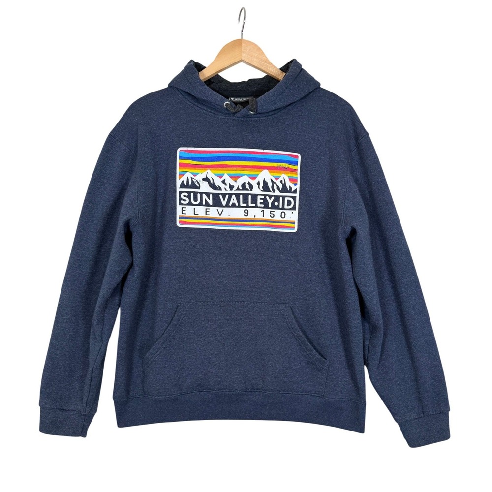 Lone‎ Rock Clothing Hoodie Sun Valley ID Graphic Mens Large Blue Outdoors Hike